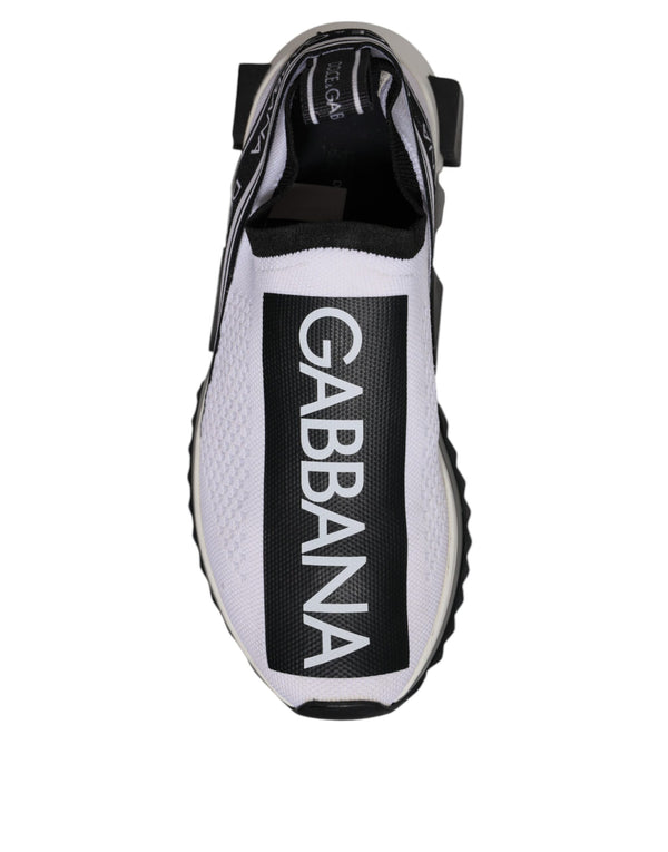 Dolce & Gabbana White Black Slip On Sorrento Sneakers Shoes