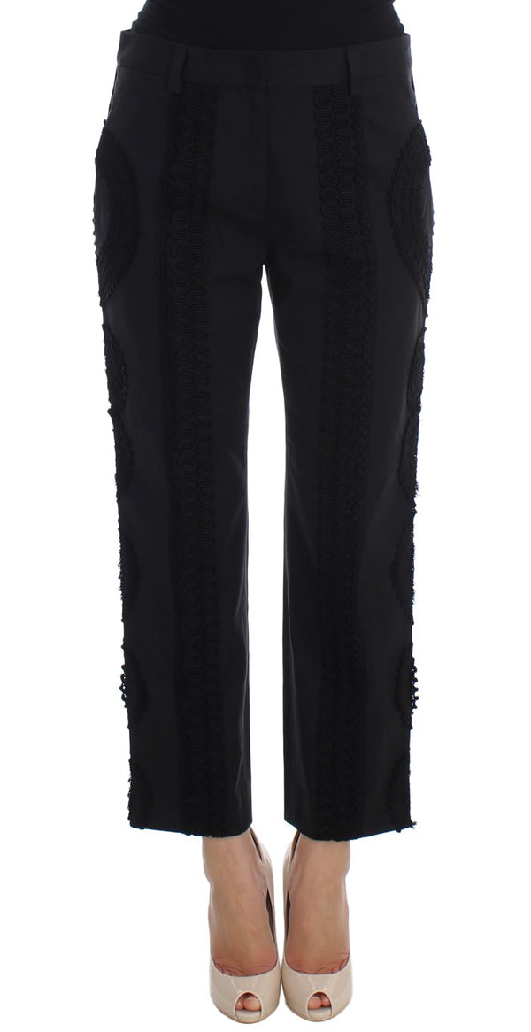 Dolce &amp; Gabbana Black Cotton Stretch Torero Capris -housut