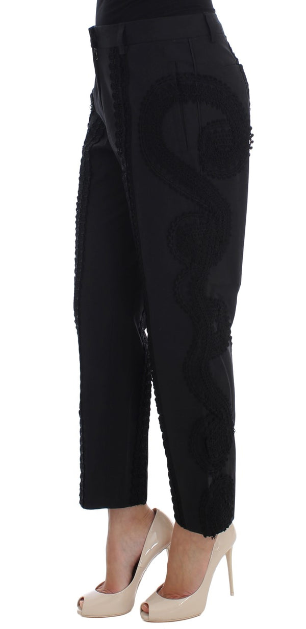 Dolce &amp; Gabbana Black Cotton Stretch Torero Capris -housut