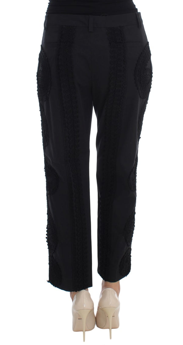 Dolce &amp; Gabbana Black Cotton Stretch Torero Capris -housut