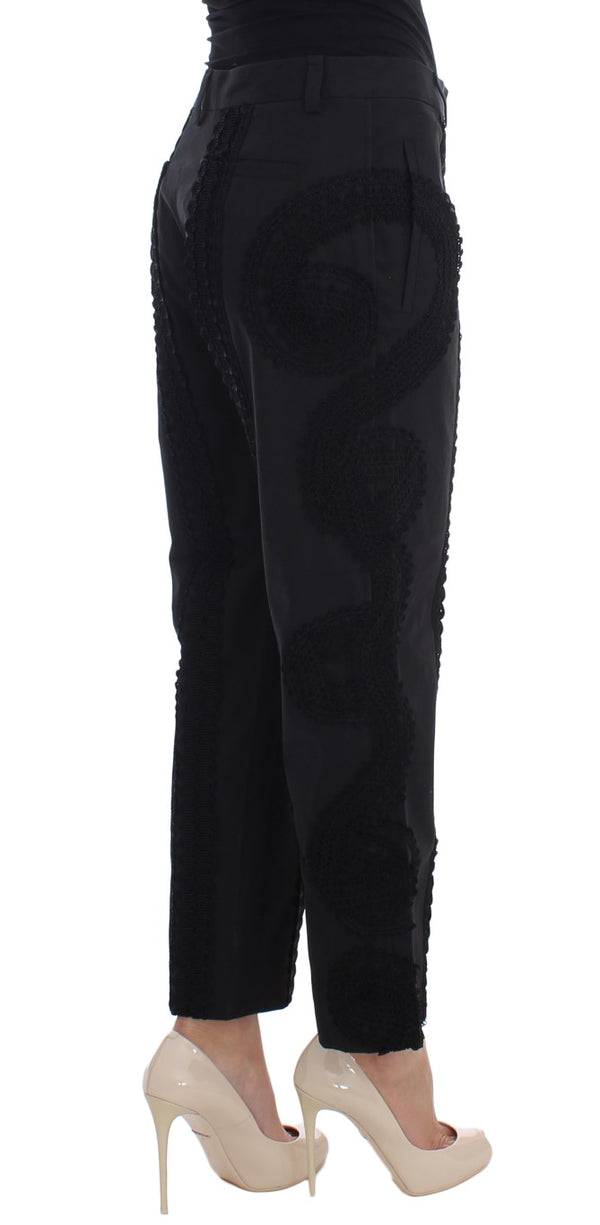 Dolce &amp; Gabbana Black Cotton Stretch Torero Capris -housut