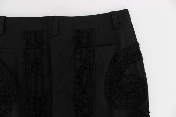 Dolce &amp; Gabbana Black Cotton Stretch Torero Capris -housut