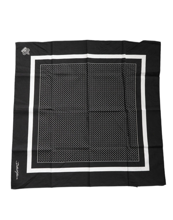 Dolce & Gabbana Black Polka Dots Cotton Handkerchief Scarf