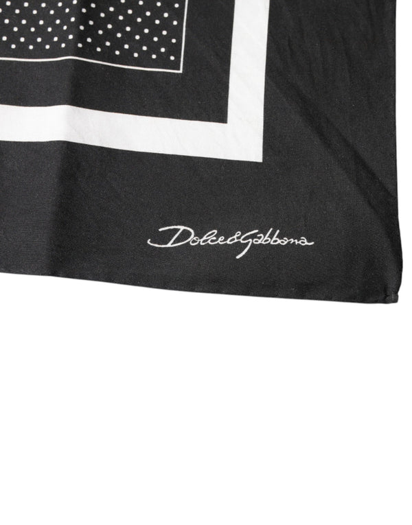 Dolce & Gabbana Black Polka Dots Cotton Handkerchief Scarf