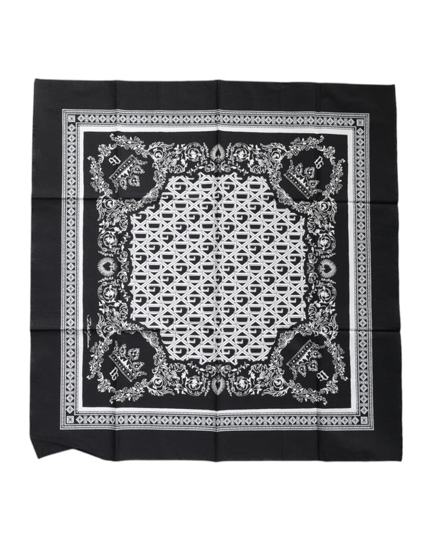 Dolce & Gabbana Black Logo Monogram Cotton Handkerchief Scarf
