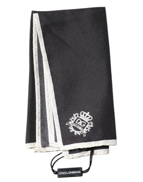Dolce & Gabbana Black Crown Logo Square Handkerchief Scarf