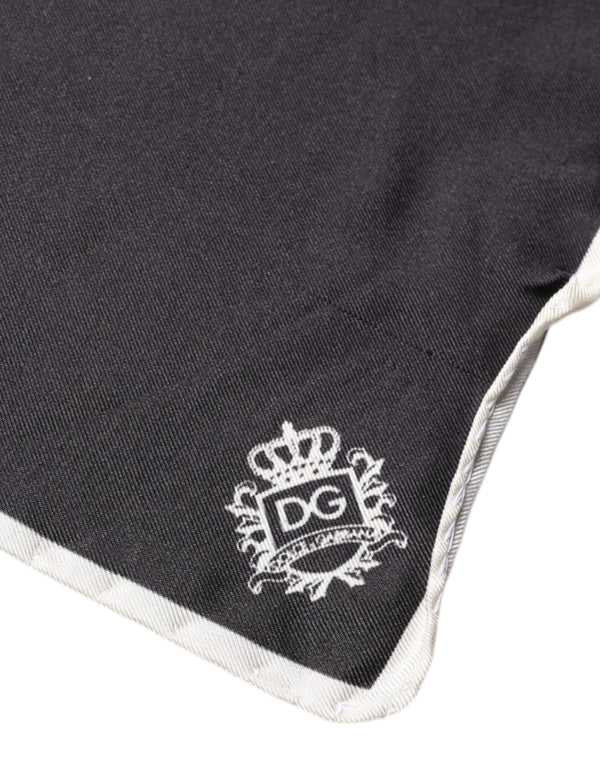 Dolce & Gabbana Black Crown Logo Square Handkerchief Scarf