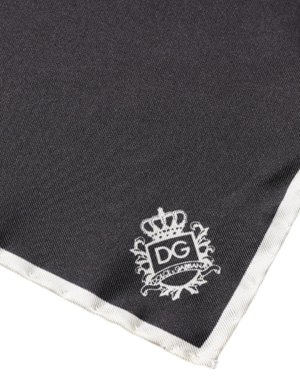 Dolce & Gabbana Black Crown Logo Square Handkerchief Scarf