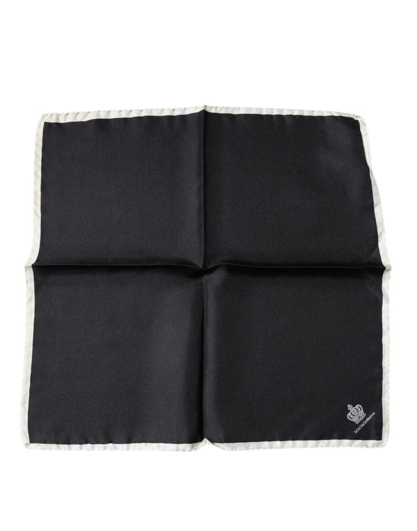 Dolce & Gabbana Black Crown Logo Square Handkerchief Scarf