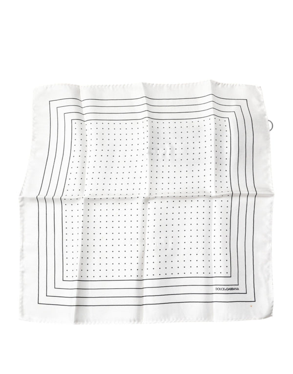 Dolce & Gabbana White Polka Dots Square Handkerchief Scarf