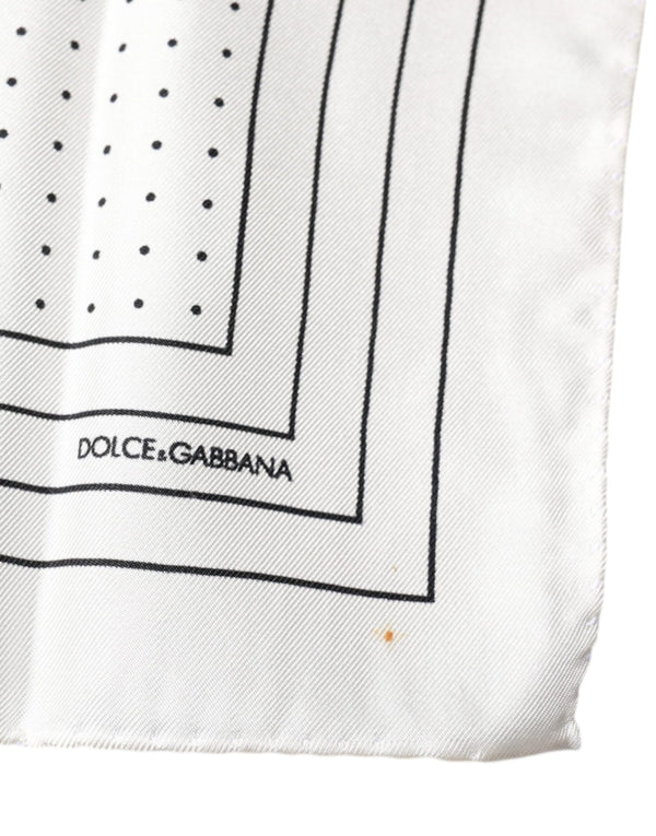 Dolce & Gabbana White Polka Dots Square Handkerchief Scarf