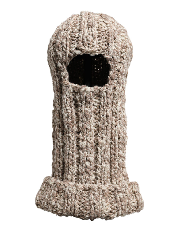 Dolce & Gabbana Beige Wool Knitted Ski Mask Balaclava Hat