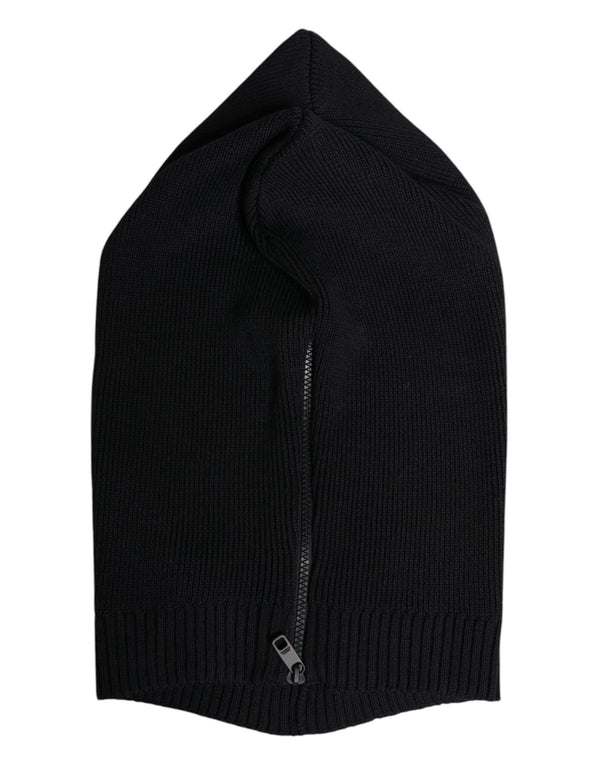 Dolce & Gabbana Black Wool Whole Head Wrap Balaclava Hat