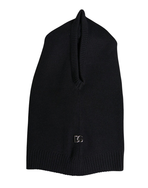 Dolce & Gabbana Black Wool Whole Head Wrap Balaclava Hat