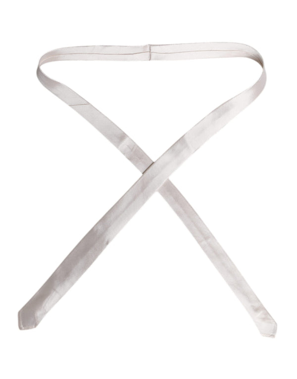 Dolce & Gabbana White Solid Silk Adjustable Necktie Tie