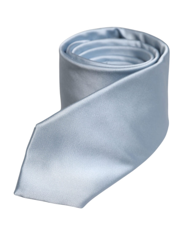 Dolce & Gabbana Light Blue Solid Silk Adjustable Necktie Tie