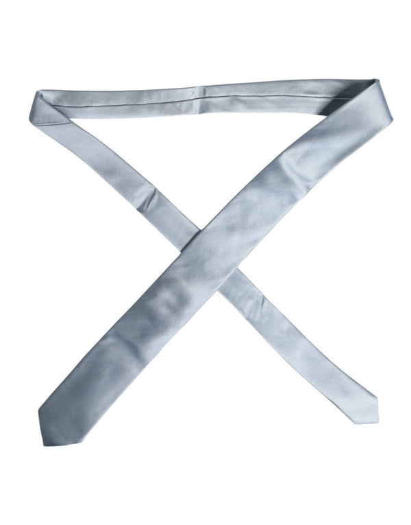 Dolce & Gabbana Light Blue Solid Silk Adjustable Necktie Tie