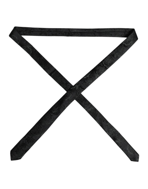 Dolce & Gabbana Dark Green Floral Silk Adjustable Necktie Tie