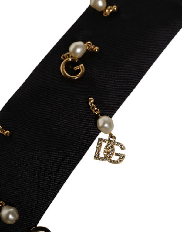 Dolce & Gabbana Black Logo Embellished Adjustable Necktie Tie