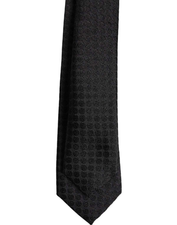 Dolce & Gabbana Black Circles Silk Adjustable Necktie Tie