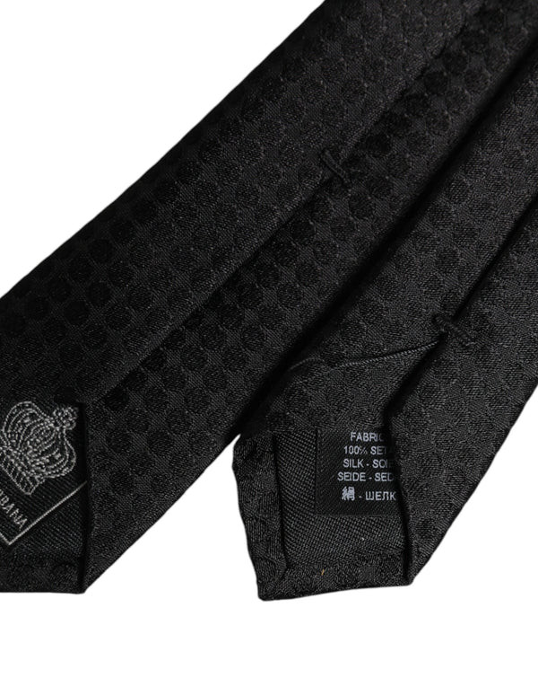 Dolce & Gabbana Black Circles Silk Adjustable Necktie Tie