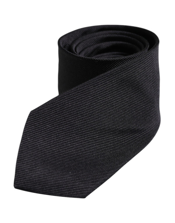 Dolce & Gabbana Black Solid Silk Adjustable Necktie Tie