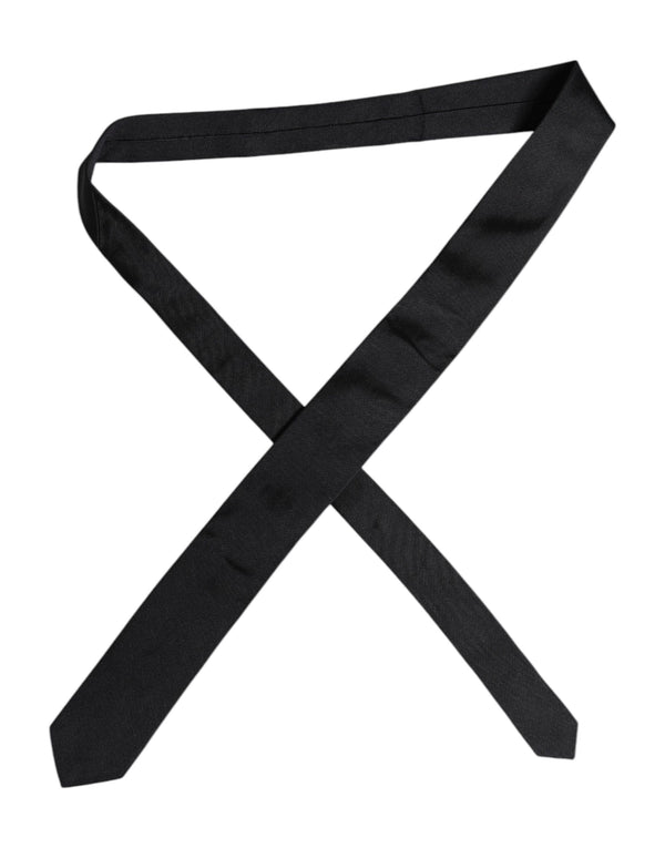 Dolce & Gabbana Black Solid Silk Adjustable Necktie Tie