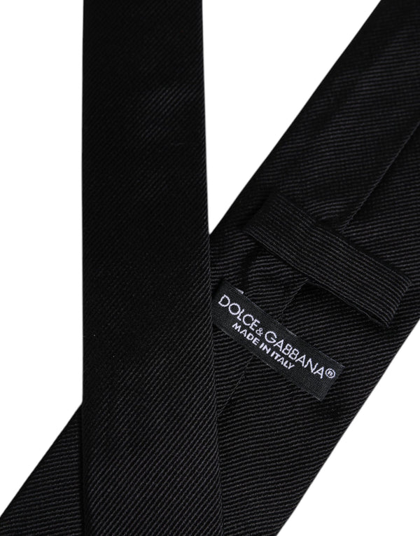 Dolce & Gabbana Black Solid Silk Adjustable Necktie Tie