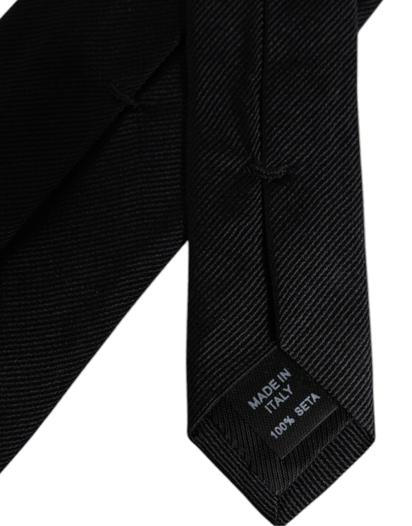Dolce & Gabbana Black Solid Silk Adjustable Necktie Tie