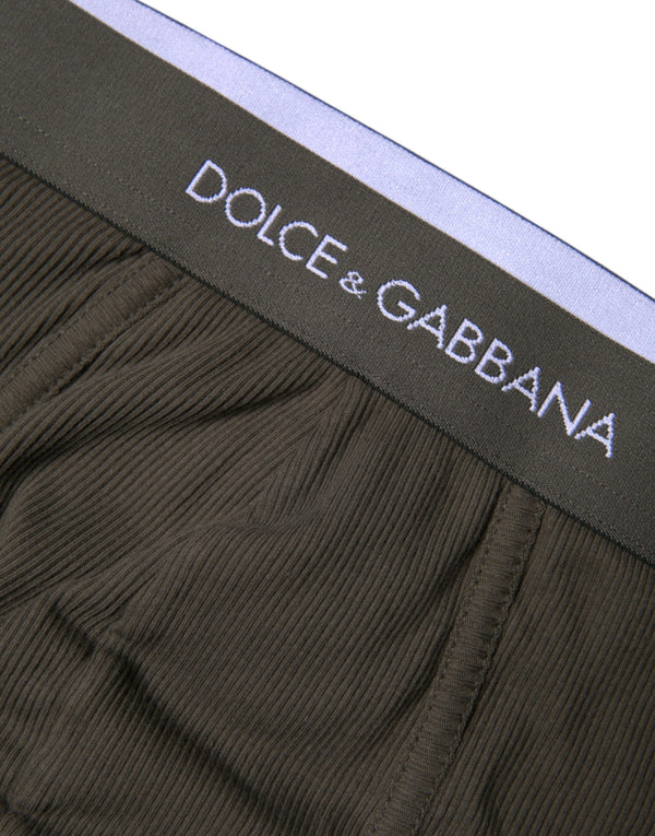 Dolce & Gabbana Gray Cotton Men Mid Slip Brief Underwear