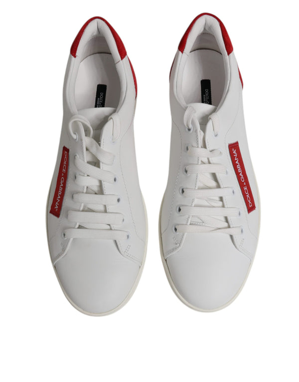 Dolce & Gabbana White Suede Leather Low Top Sneakers Shoes