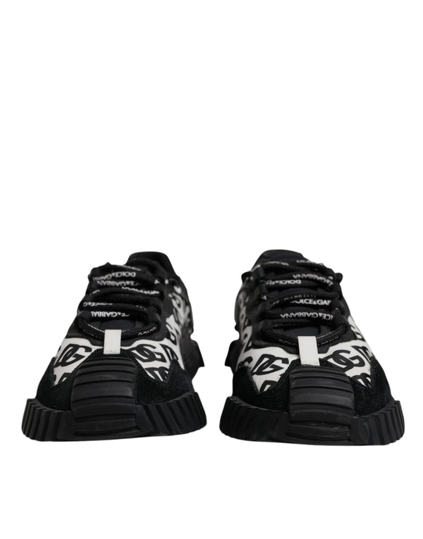 Dolce & Gabbana Black Logo Lace Up Low Top NS1 Sneakers Shoes