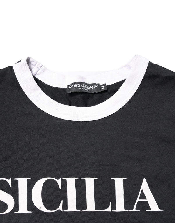 Dolce & Gabbana Black Sicilia Crew Neck Short Sleeve T-shirt