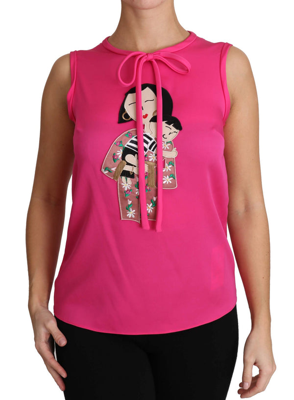 Dolce & Gabbana Elegant Pink Silk Family Tank Top Shirt