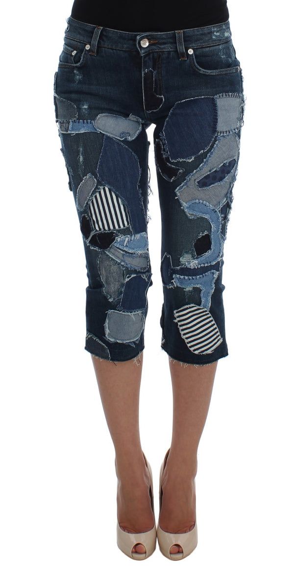 Dolce &amp; Gabbana Stretch Blue Patchwork Jeans shortsit