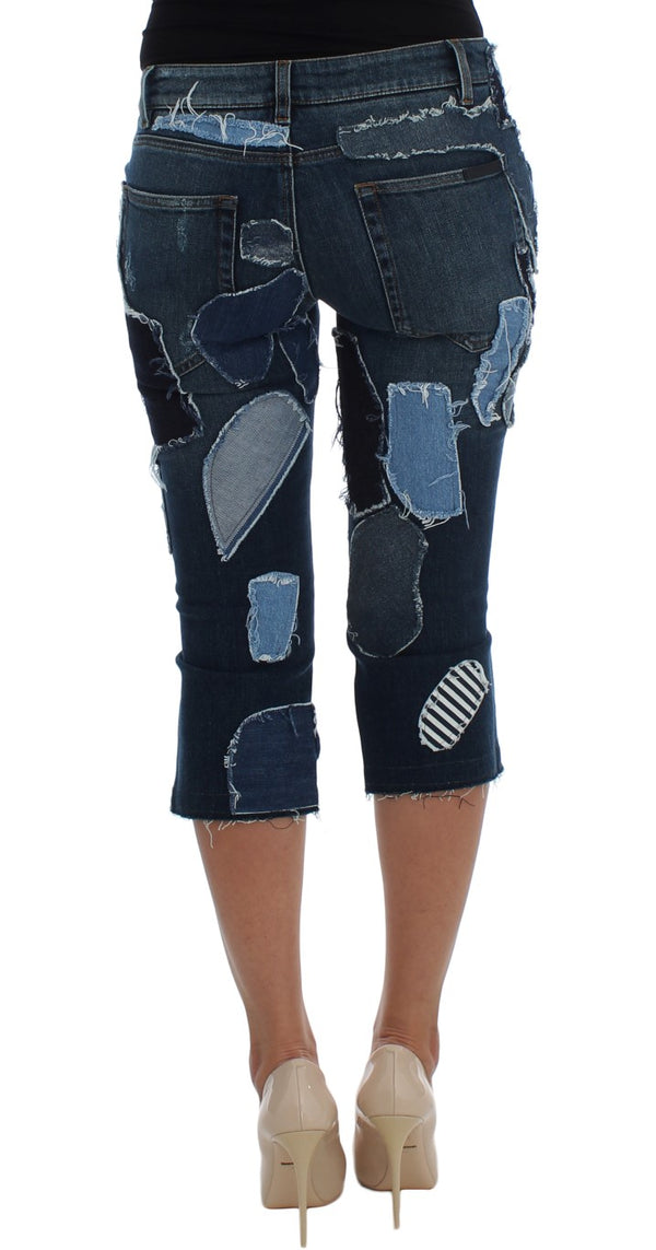 Dolce &amp; Gabbana Stretch Blue Patchwork Jeans shortsit