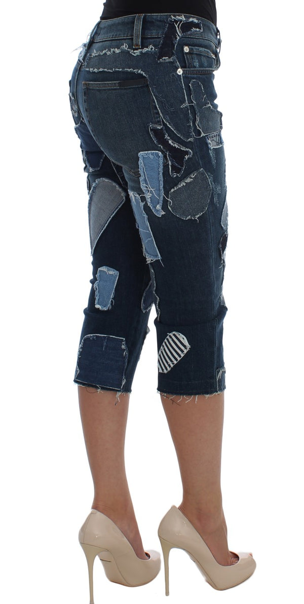 Dolce &amp; Gabbana Stretch Blue Patchwork Jeans shortsit