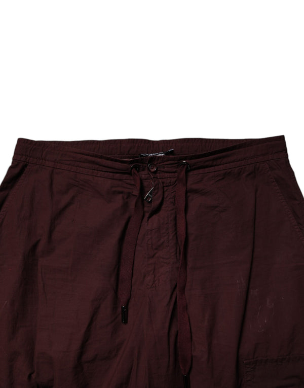 Dolce & Gabbana Maroon Cotton Cargo Jogger Sweatpants Pants