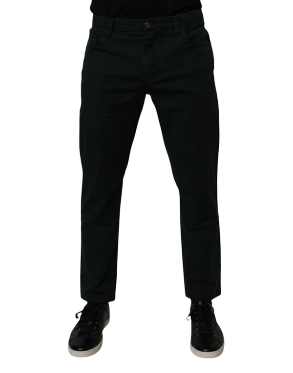 Dolce & Gabbana Dark Green Cotton Loose Men Denim Jeans