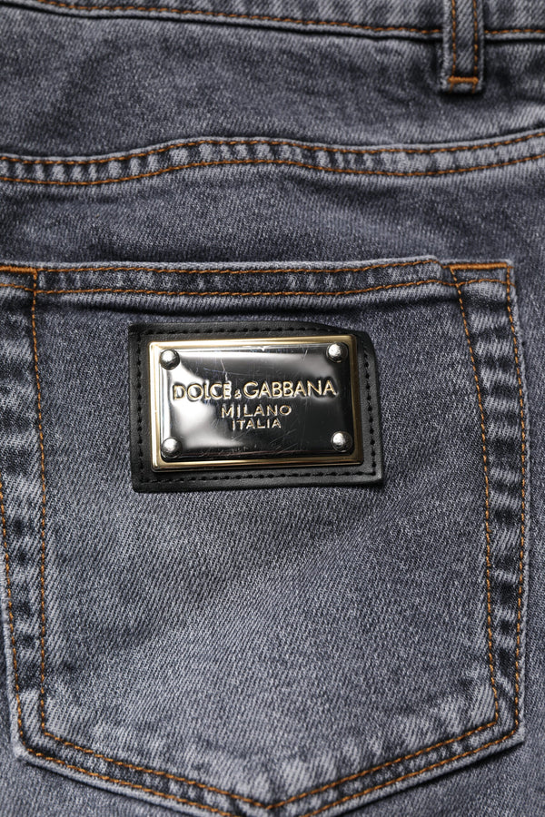 Dolce & Gabbana Dark Gray Cotton Stretch Skinny Denim Jeans
