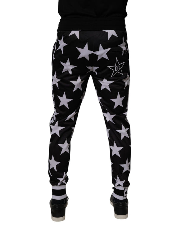 Dolce & Gabbana Black White Stars Jogger Men Sweatpants Pants