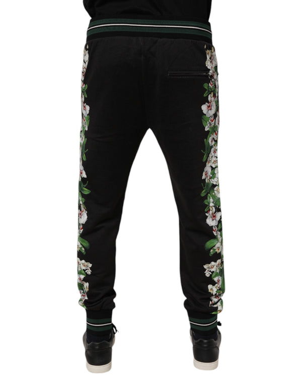 Dolce & Gabbana Black Floral King Men Jogger Sweatpants Pants