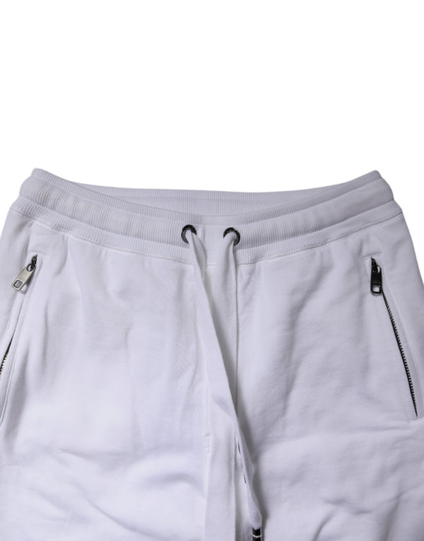 Dolce & Gabbana White Logo Tape Jogger Cotton Sweatpants Pants