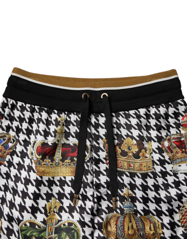 Dolce & Gabbana Multicolor Houndstooth Crown Men Sweatpants Pants