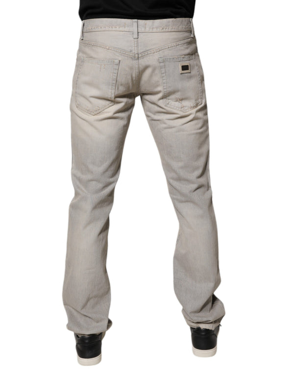 Dolce & Gabbana Light Gray Cotton Skinny Denim Jeans
