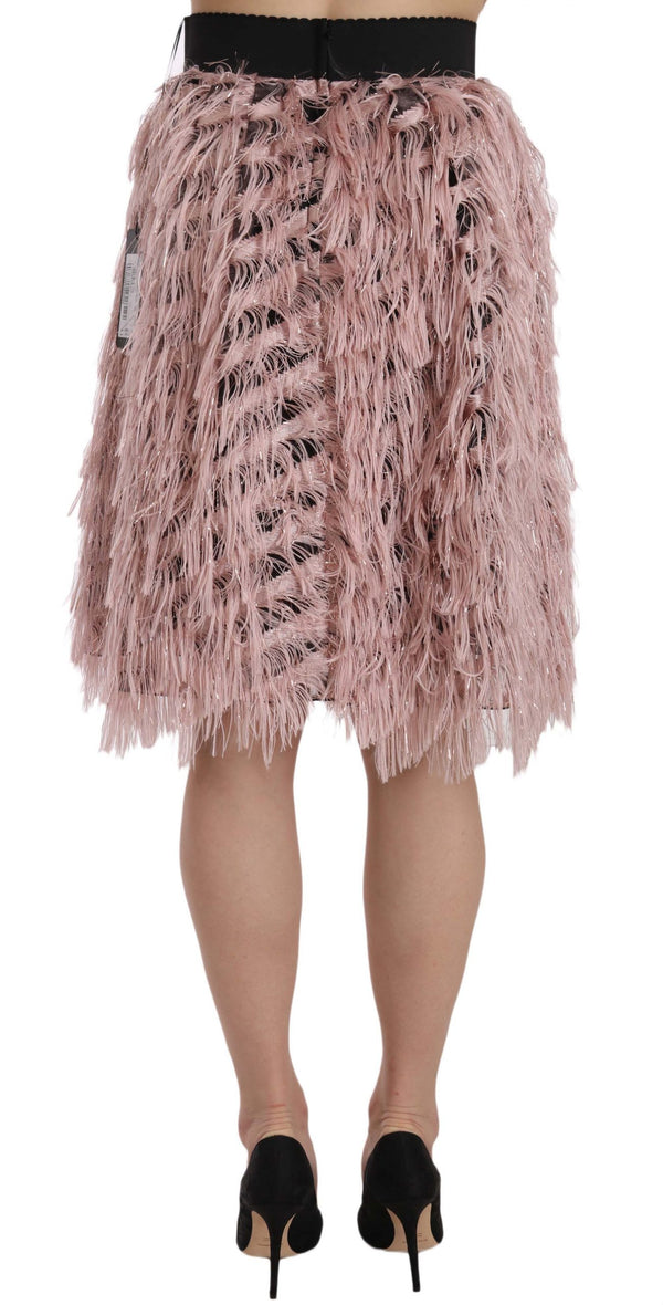 Dolce &amp; Gabbana Pink Gold Fringe Metallic Pencil A-linjainen hame