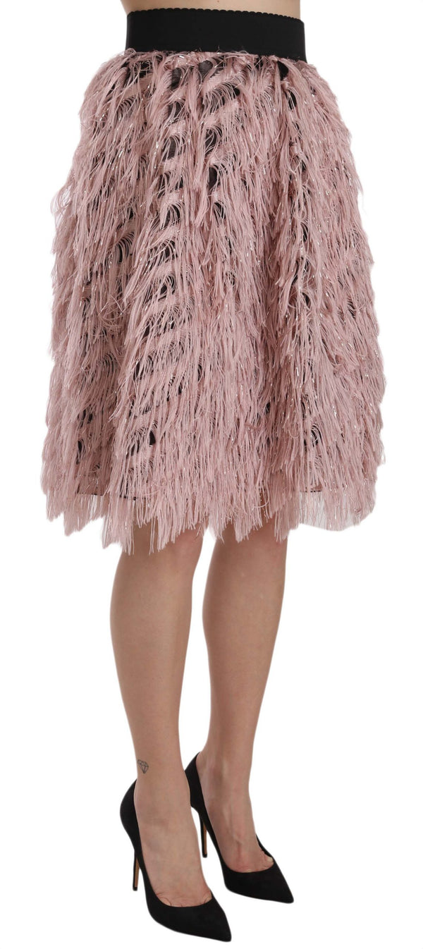 Dolce &amp; Gabbana Pink Gold Fringe Metallic Pencil A-linjainen hame