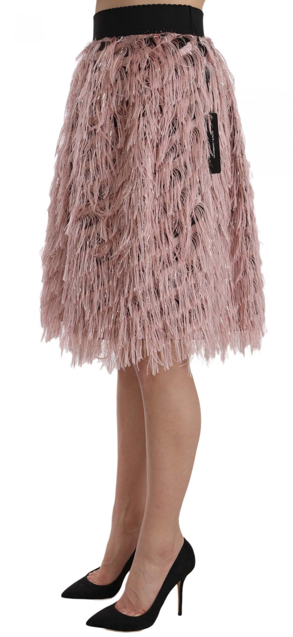 Dolce &amp; Gabbana Pink Gold Fringe Metallic Pencil A-linjainen hame