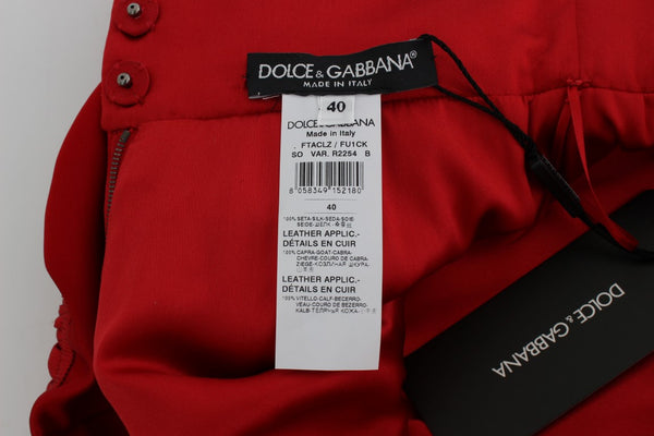 Dolce &amp; Gabbana Red Silk Roses Sicily Shortsit 