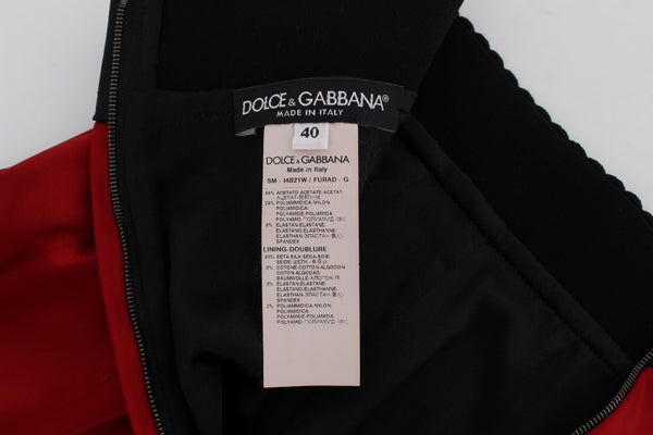 Dolce &amp; Gabbana punainen musta pitsi A-linjainen polvihame